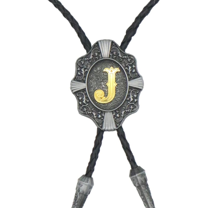 KECOL Mens Initial Letter Bolo Tie Western Cowboy Aalphabet A to Z Necktie for Men Women - Image 4